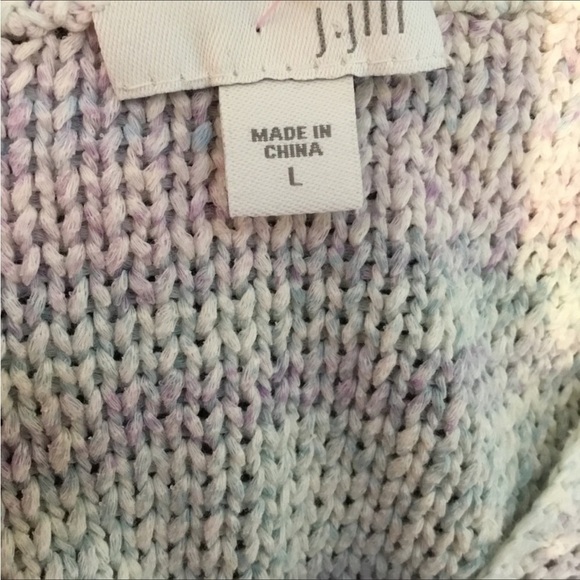 J Jill sweater Womans large heavier weight multi color 3/4 sleeve crew n… - Picture 8 of 12